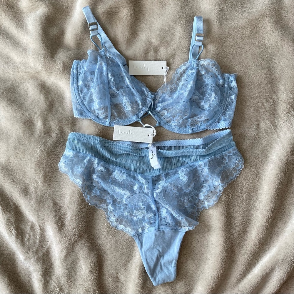 lonely lingerie delilah set in powder blue BNWT